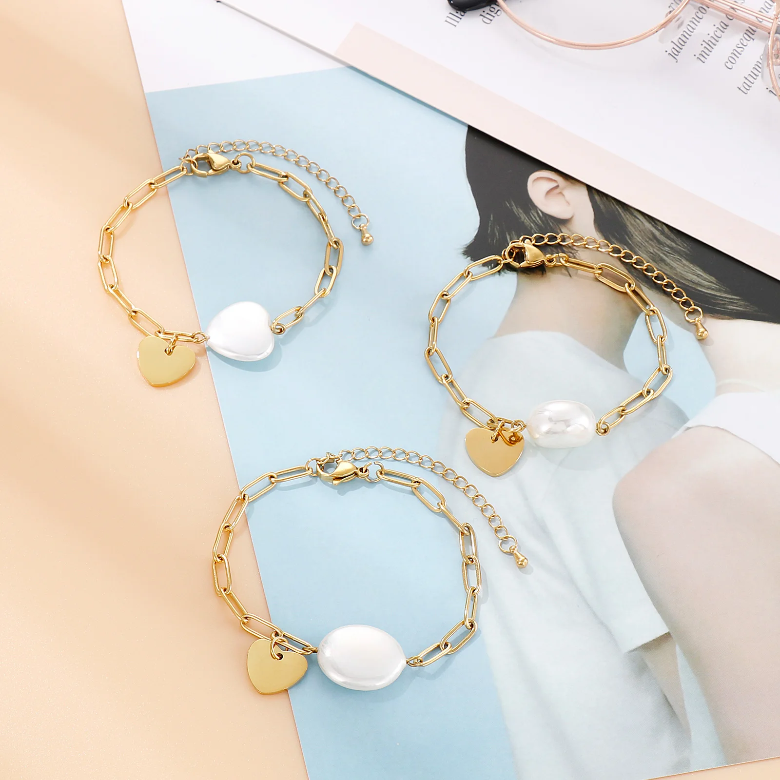 KALEN Baroque Bracelet Vintage Pearl Necklace  New Bow Sweater Chain Simple Jewelry Charm Bracelets for Women