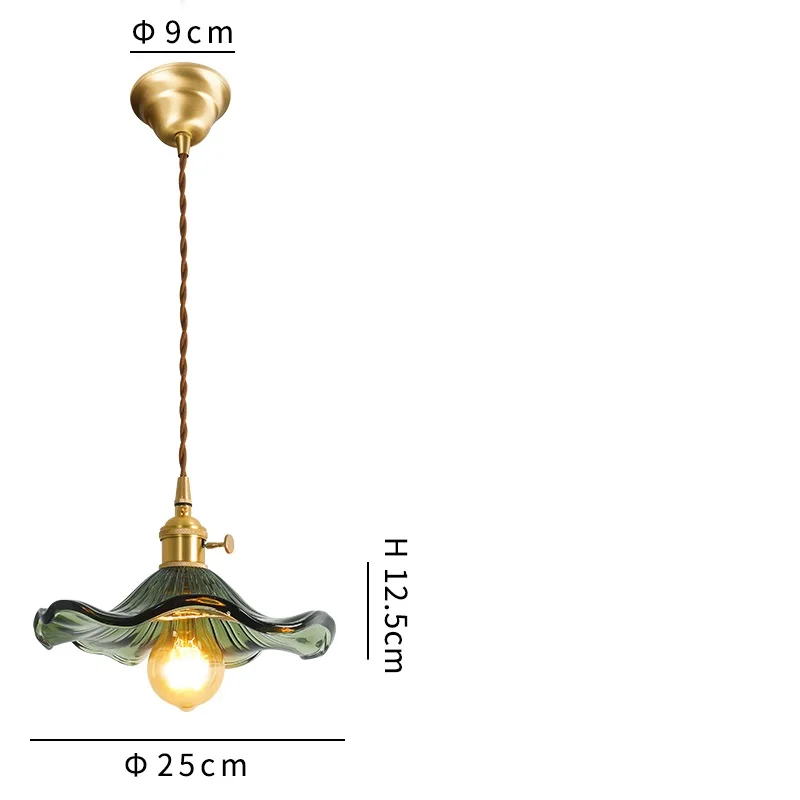 IWHD Nordic Green Glass Hanging Light 85-265V Copper Knob Switch Living Dinning Room Modern LED Pendant Lamp Lighting Hanglamp