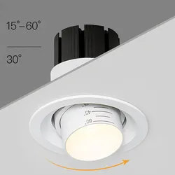 Beam Angle Adjustable 15/45/60 Degrees  COB Recessed Downlight 7W 12W 15W 20W LED Ceiling Spot Light for Picture Background