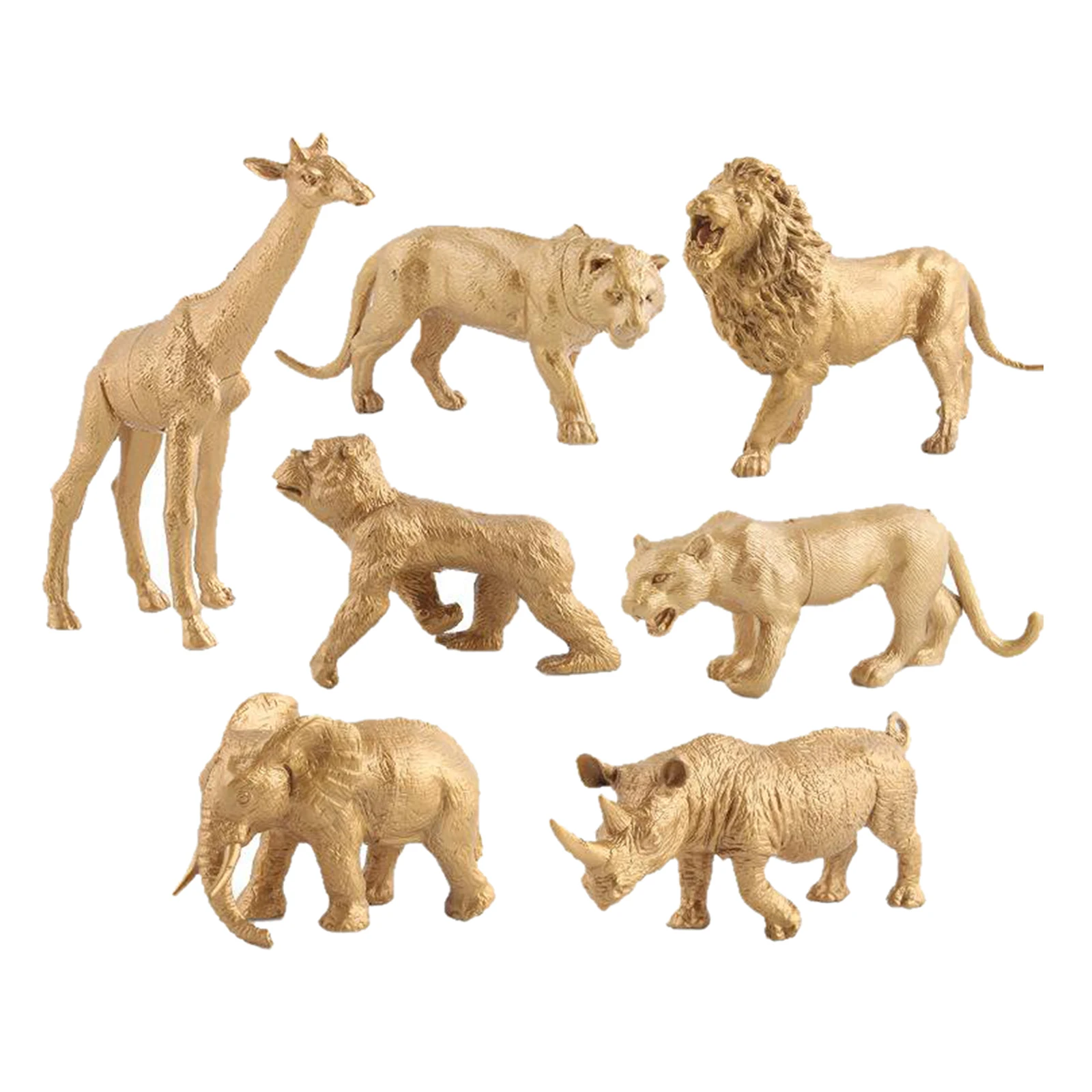 New Wild Animal Figures Simulation Model Figurine Statue Golden Educational Forest Toys For Child's Birthday Gift Wild Zoo Model