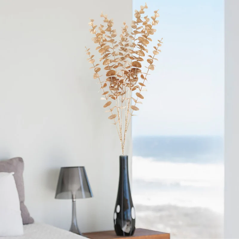 Goldene Serie Künstliche Blumen Konzentrischen Bouquet Eukalyptus Blätter Gefälschte Pflanzen Für Home Decor Hochzeit Weihnachten Party Blumen – Detail 9