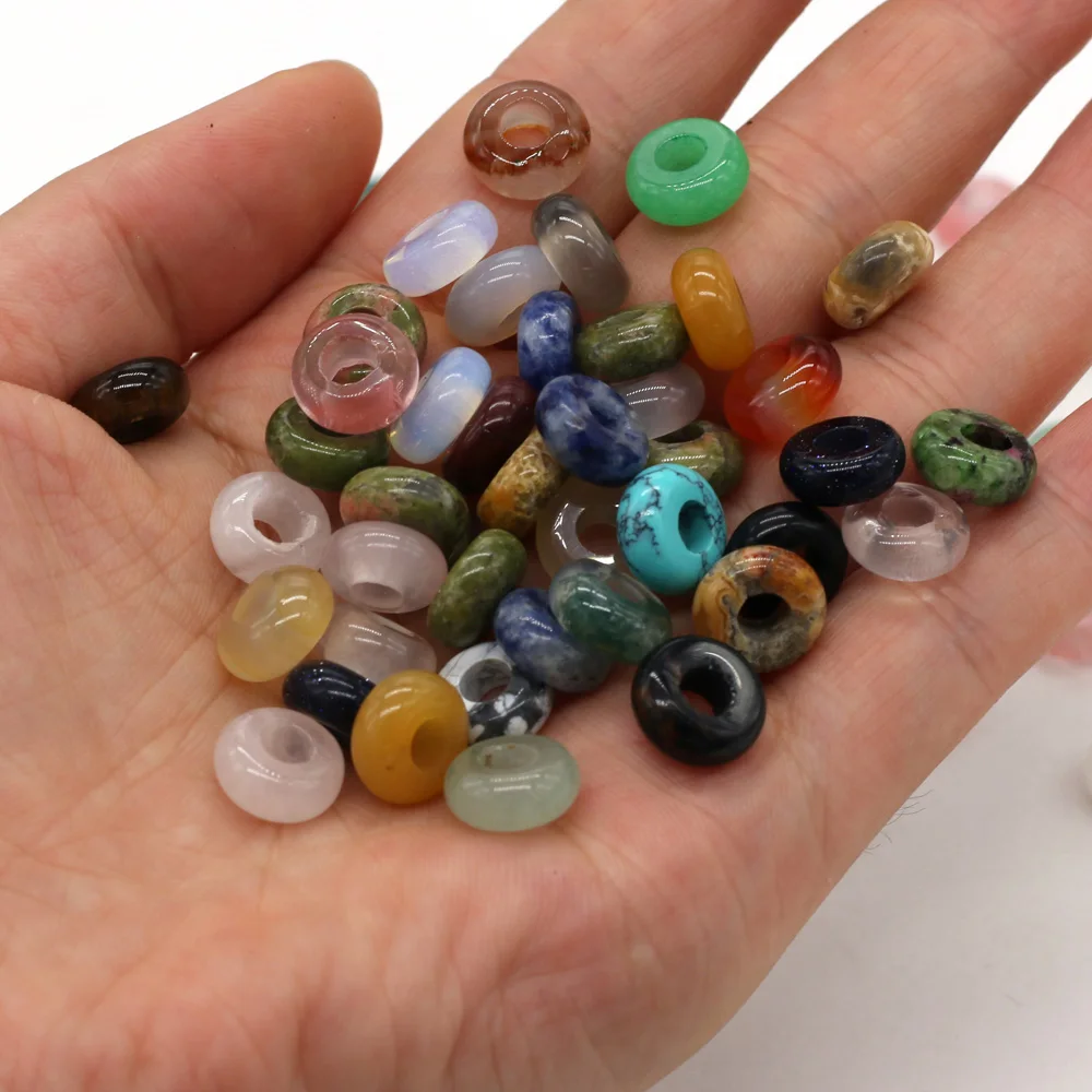 Großhandel 100 Stück Natursteinperlen, großes Loch, Abacus-Form, Agts-Steinperlen für die Herstellung von Schmuck, Halsketten, Loch 4 mm, Größe 5 x 10 mm – Detail 4