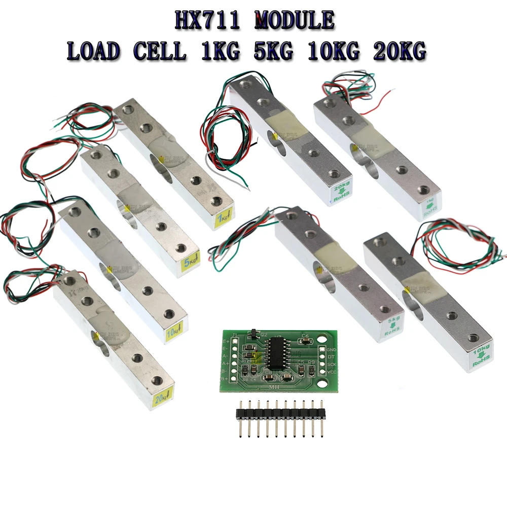 1pcs 611N Load Cell 1KG 5KG 10KG 20KG HX711 AD Module Weight Sensor Electronic Scale Aluminum Alloy Weighing Pressure Sensor