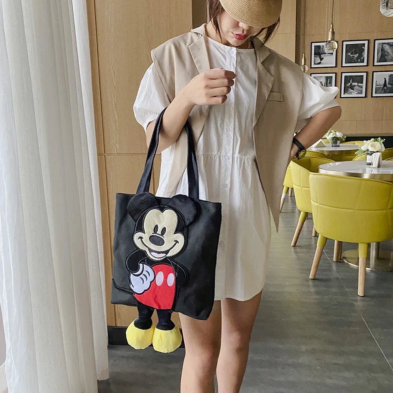 Disney Mickey Mouse Minnie płócienna torba damska messenger niosąca dużą pojemność animacja kreskówka studenci niosący torbę na ramię