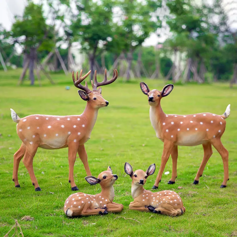 Outdoor Garden Simulation Animal Resin Deer Sculpture Home Decoration Courtyard Villa Ornaments Crafts Park Lawn Figurines Decor