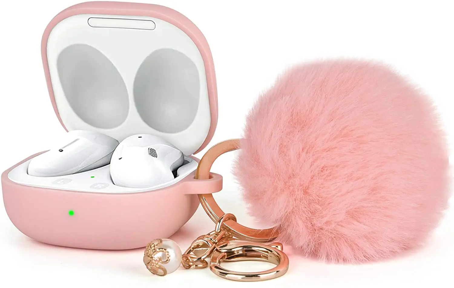 Capa da capa com chaveiro para Samsung Galaxy Buds 2 Pro, Galaxy Buds FE, Buds 2, Galaxy Buds Pro, Galaxy Buds Live