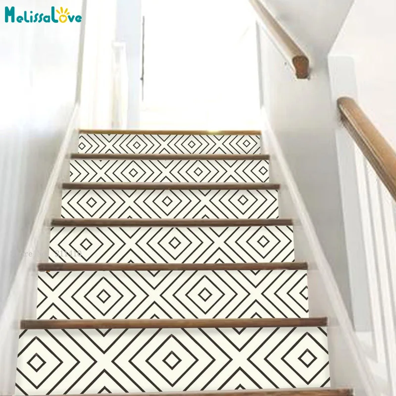 

Multiple Square Changes Stairs Stickers Pack of 6 Staircase Murals Home Art Decals Removable Decoration YT6253