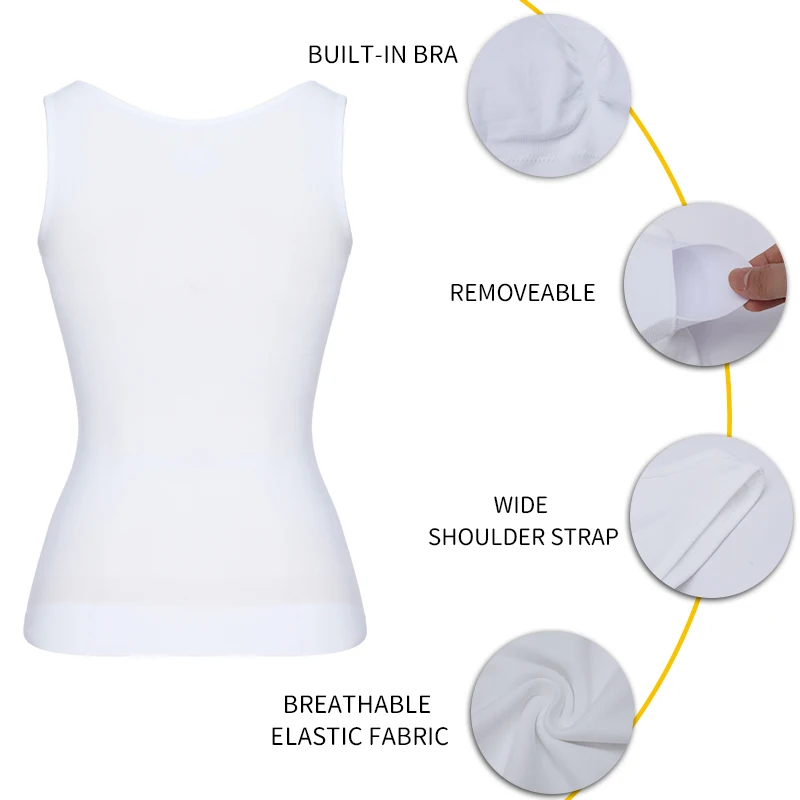 Padded Shaperwear Compression Camisole Body Shaper Woman Tummy Control Tank Tops Slimming Shapers Waist Trainer Corset Slim Vest