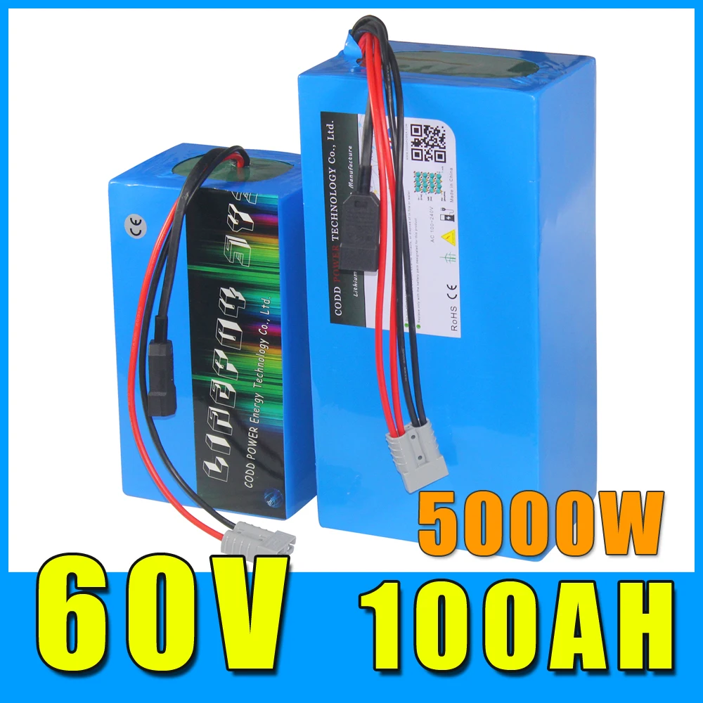 

60V 100AH Electric motorcycle Electric bicycle scooter Lithium Battery Pack with 3000W 5000W BMS 5A Charger