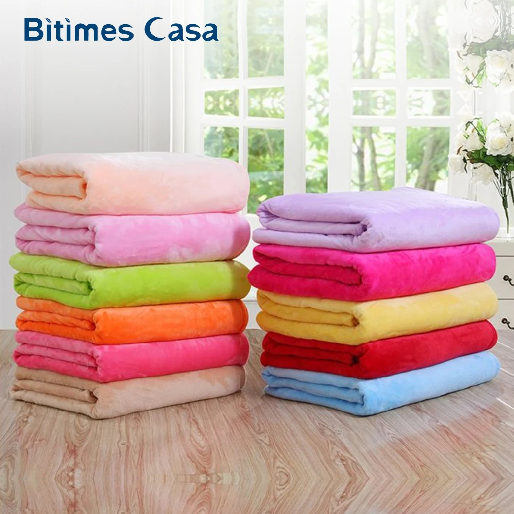 

Microsoft Solid Color Coral Flannel Blanket Bed Sheet BedlineTravel Thermal Throw For Sofa Couch