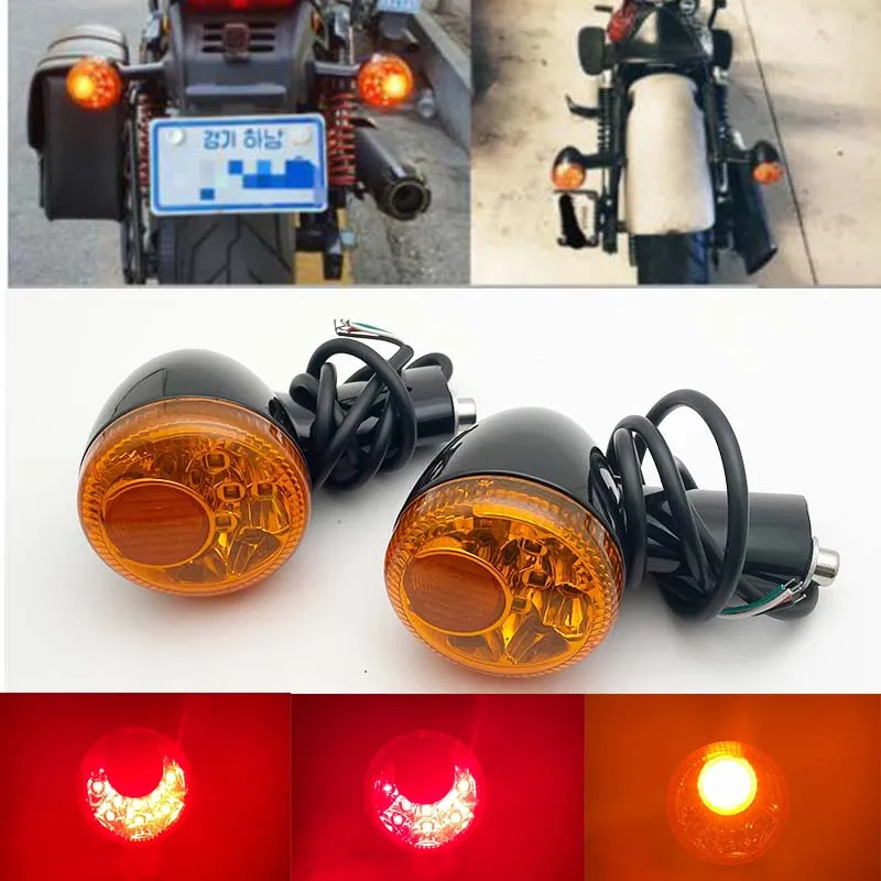 Motorcycle Light Turn Signal Indicators Amber Rear LED Lights For Sportster 883 Iron XL1200 1992-UP Moto Turn Indicator