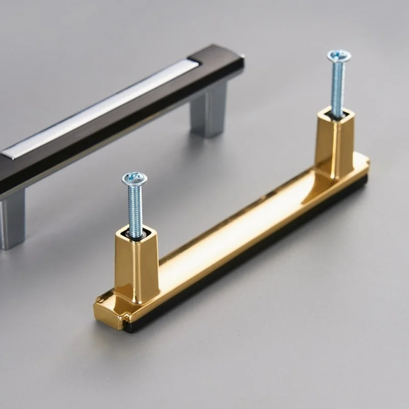 Modern Gold Black Chrome Kitchen Handle Zinc Alloy Cabinet Knobs and Handles Drawer Knobs Pulls Furniture Handle Door Hardware