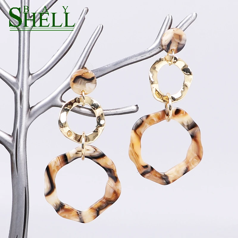 Shell Bay Fashion Earrings Jewelry For Women Punk Drop Earrings Cute Long Leopard Earrings Rainbow Earings Simple Boho Star 2020