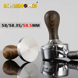 58mm 58.35mm 58.5mm Wooden Handle Coffee Tamper Espresso Powder Hammer Stainless Steel Coffee Tools Barista For 58mm Portafilter