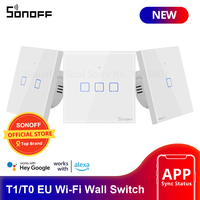 Sonoff T0/T1 EU Smart Wifi Wall Touch Light Switch 1/2/3 Gang Touch/WiFi/433 RF/APP Remote Smart Home Controller Work with Alexa
