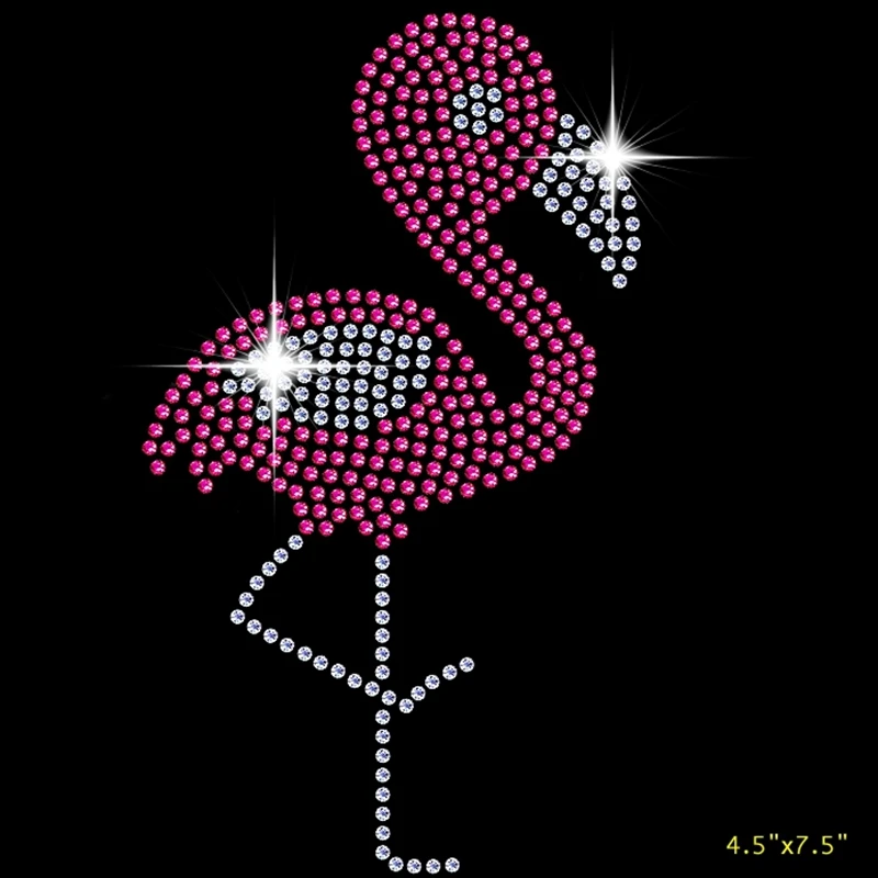 

Flamingo Rhinestone Iron On Transfers Hotfix Rhinestones Clothing Appliques hot fix rhinestones patches sticker