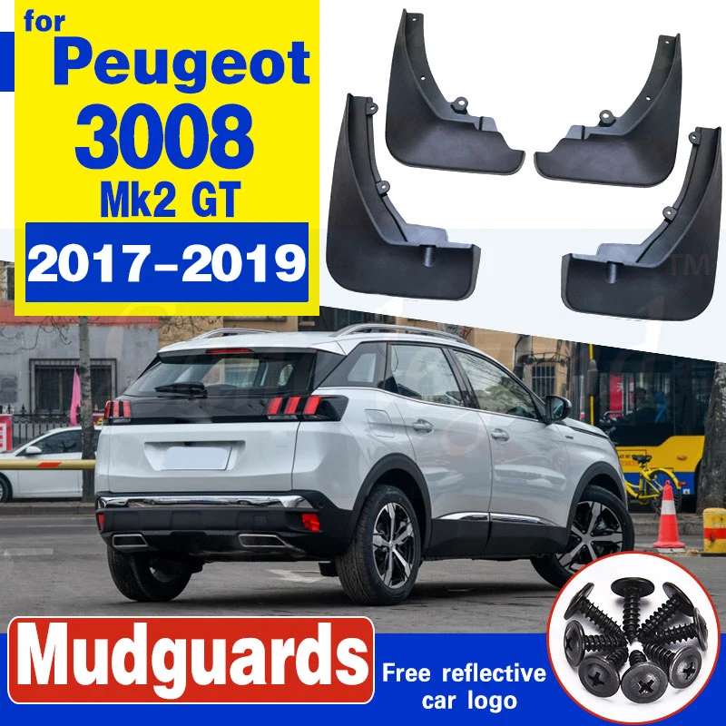 4Pcs Car Front Rear Mud Flap Mudguards Splash Guards For Peugeot 3008 Mk2 GT 2017 2018 2019