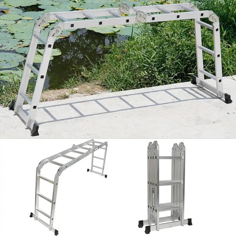 Retractable Straight Ladder 3.6m Ladders Foldable Telescopic Herringbone Ladder Stable Non-slip Home Outdoor Tool