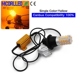 Mcdrlled 2PCS T20 7440 Dual Color Car LED Signal Lamp White Red Yellow Daytime Running Light Turn Signal 12V Auto Led Source