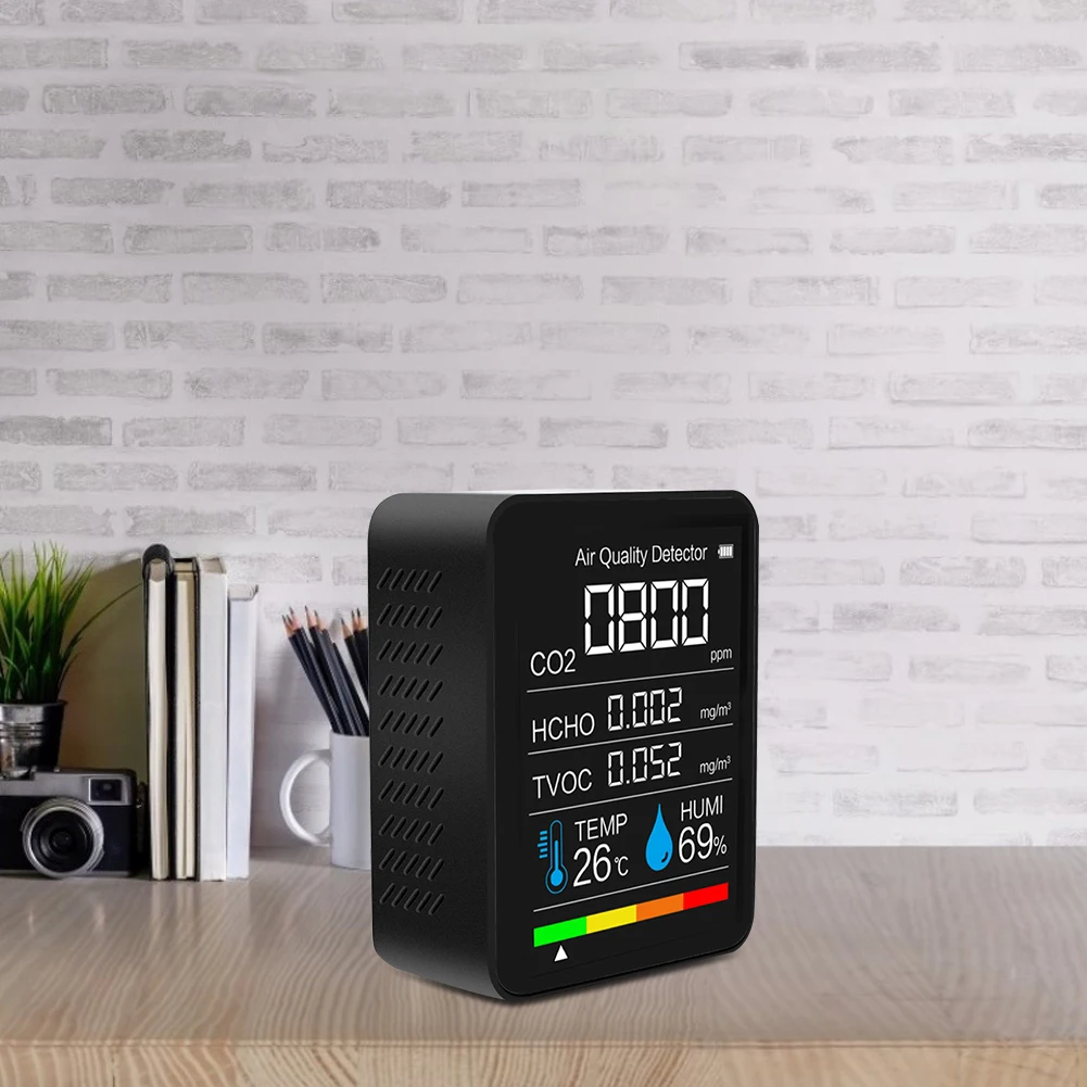 متعددة الوظائف 5 in1 CO2 متر الرقمية ثاني أكسيد الكربون USB الهواء HCHO كاشف الغاز محلل درجة الحرارة الرطوبة مراقبة الجودة