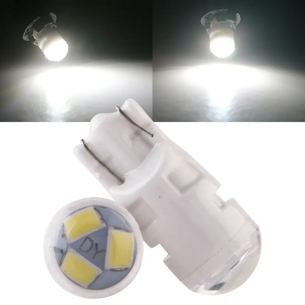 

100pcs T10 ceramics 3 SMD 2835 LED fog lens round 40MA Marker Lamp W5W 501 168 192 LED Auto Wedge Parking Bulb Car Styling 12V