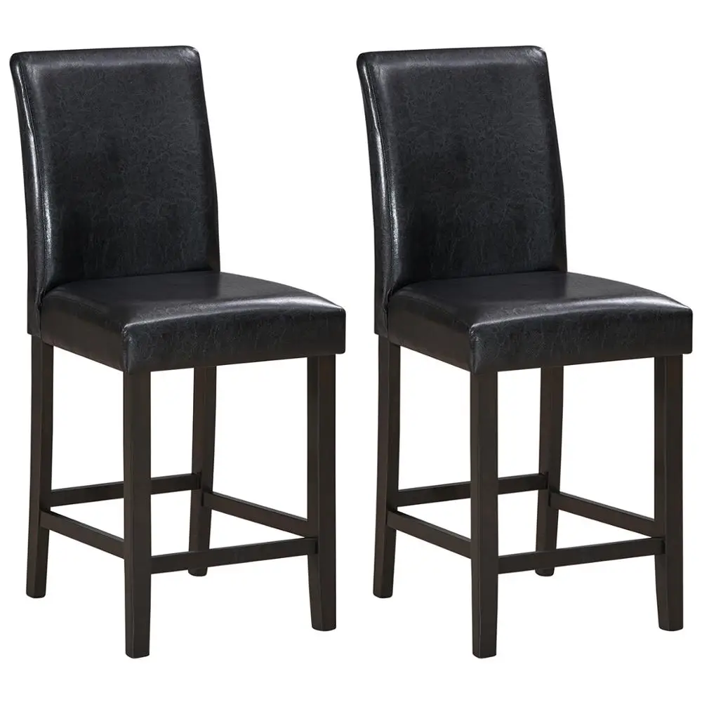 Set of 2 Bar Stools 25inch Counter Height Barstool Pub Chair w/Rubber Wood Legs