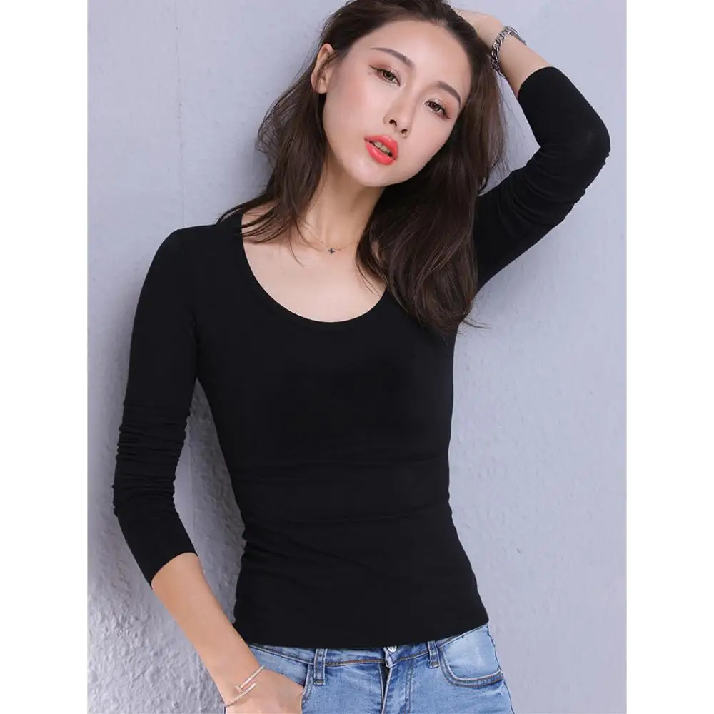 MRMT 2024 Brand New Cotton Women\'s T-shirt Long-sleeved Solid Color Women T-shirts Leisure Woman T shirt for Female Tops Tees