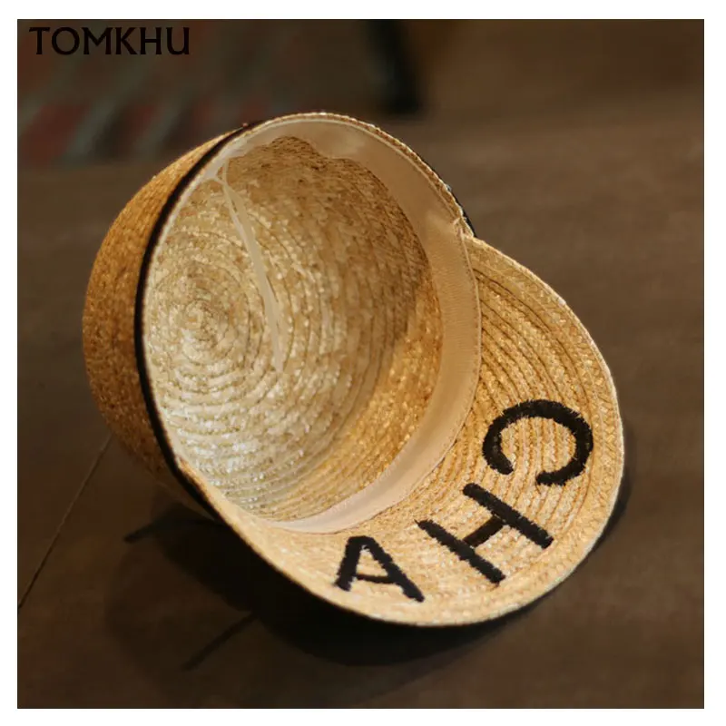 TOMKHU Sun Hats for Women Lady Equestrian Kentucky Derby Hats Visor New Straw Hat With Bow Summer Hat For Women Beach Caps