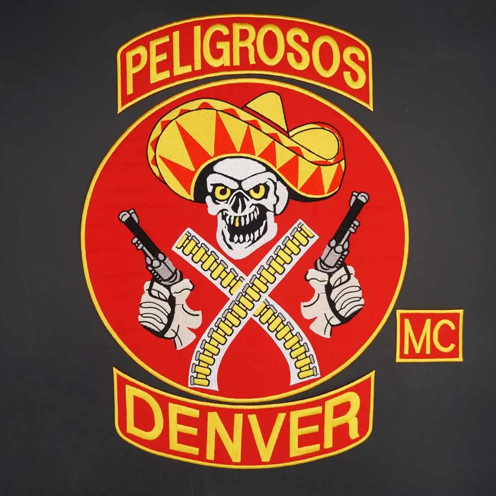 Peligrosos Denver MC Large Patch Motorcycle Locomotive Embroidery Badge Sticker Cloth Leather Jacket Decoration