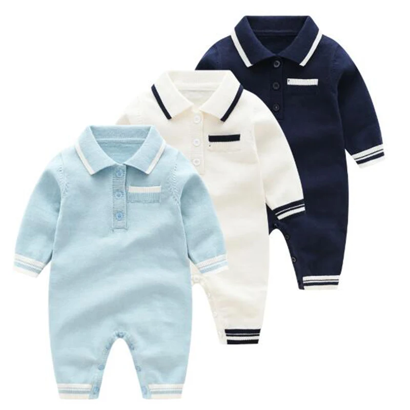 Baby Boys' Knit Rompers Newborn Baby Clothes Long Sleeve Knitted Warm Kid's Autumn Clothing Knitting Rompers 0-24m Cute Overalls