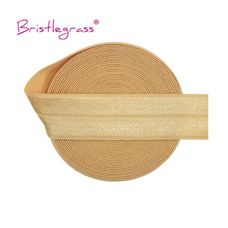 BRISTLEGRASS 2 5 10 Yard 3/4" 20mm Solid Shiny FOE Falten über elastisches Spandex-Satinband Haargummi Stirnband Kleid Nähen Spitzenbesatz