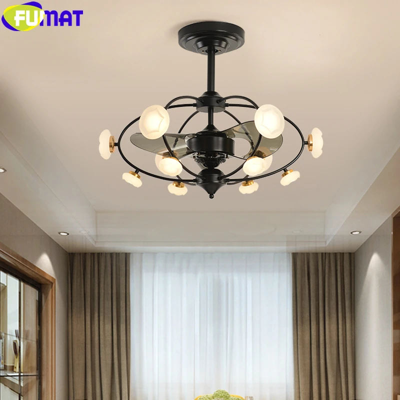 

FUMAT Ceiling Fan Light Pendent Lamp Hanging Chandeliers Nordic Tricolour LED Remote Control Dinning Living Room Modern Lighting