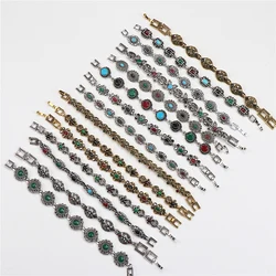 Wholesale 10pcs/lots Bulk Vintage Metal Bohemian Ethnic Crystal Charm Bracelet For Women Party Gift Mix Style