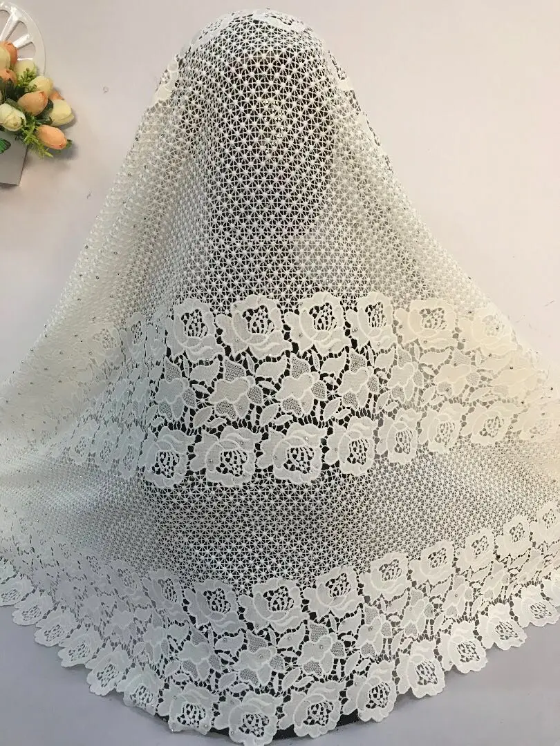 cord lace fabric Shining crystal Fabric French guipure Lace Fabric, White Bridal Wedding lace sequin sliver Tissu bc