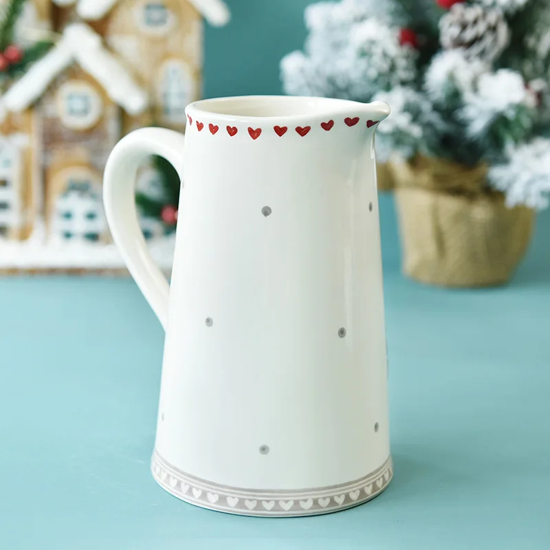 Creative christmas cold water pot set Nordic large capacity ceramic cold water pot uncovered relief household drinking utensils