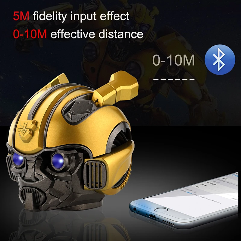 New Best Christmas Gift!  Transformers Bumblebee Helmet Wireless Bluetooth 5.0 Speaker With Fm Radio Support Usb Mp3 TF for Kids