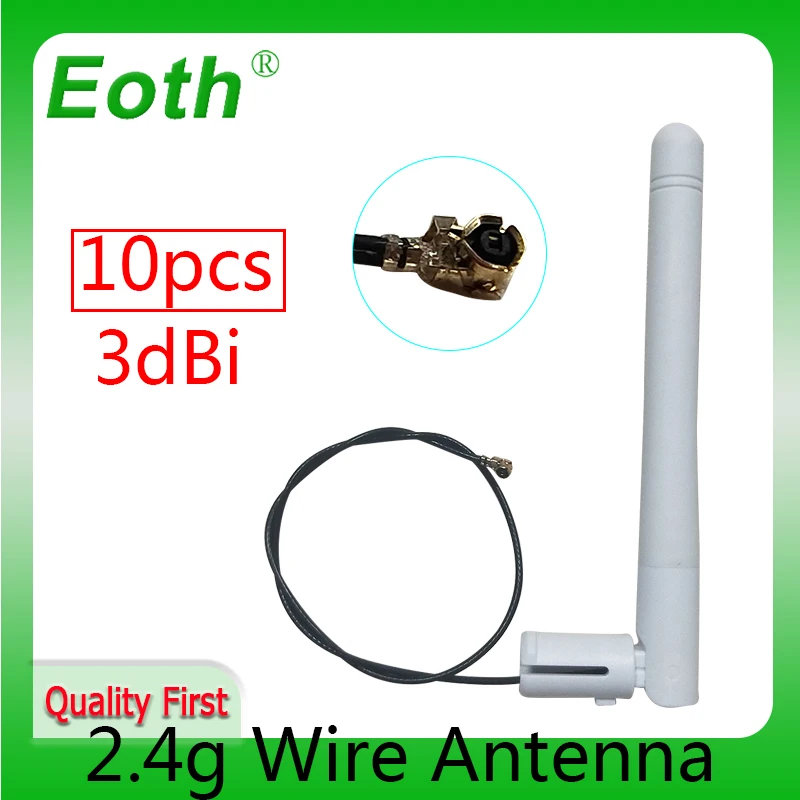 EOTH 10pcs 2.4GHz 3dBi WIFI Omni Antenna Aerial with IPX/U.FL Cable Female RA Connector Booster  Wireless Module MINI-PCI Card