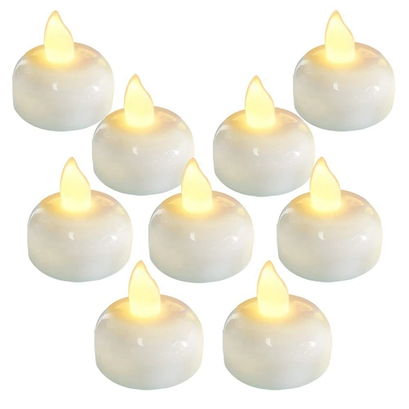 

24 Pack Waterproof Flameless Floating Tealights, Warm White Battery Flickering Led Tea Lights Candles - Wedding, Party, Centerpi