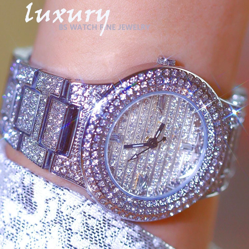 Bs Bee Sister Women Watches Luxury Brand 2022 Diamond Unique Watch Women Silver Female Bracelet Clock Reloj Mujer