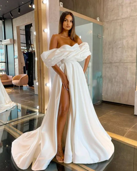 Achtree Koningsblauwe Arabische Prom Feestjurken Hoge Split Robe De Soiree Avondjurken Lange 2024 Off Shoulder Celebrity Jurk