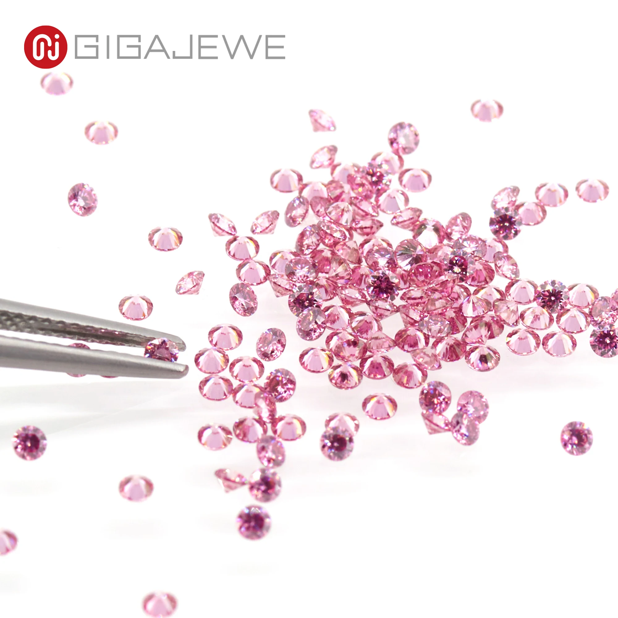 GIGAJEWE Moissanite Pink 2.0mm 0.5ct VVS1 Round Mini Small Size Loose Diamond Test Passed Gemstone Design Pretty Jewelry Making