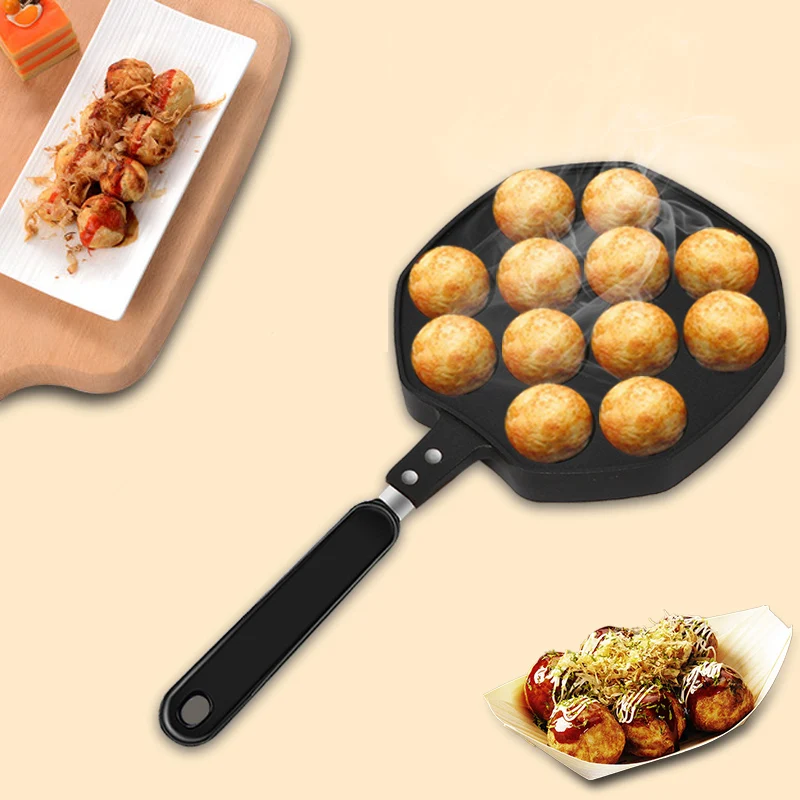 12 Cavities Aluminum Alloy Takoyaki Pan Takoyaki Maker Octopus Small Balls Baking Pan Home Cooking Tools