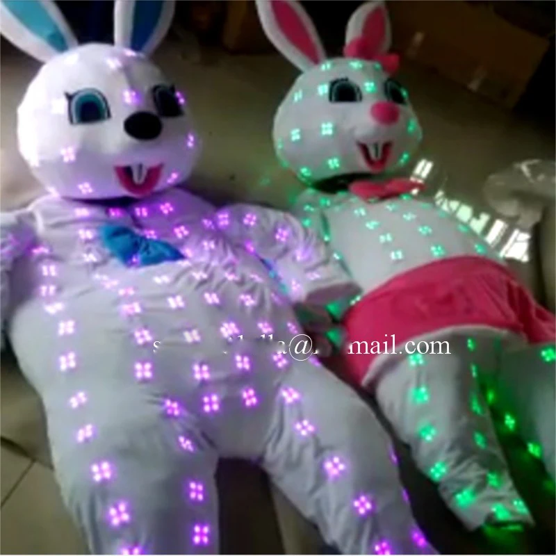 Led Luminous Rabbit Big Head Doll Led Colorful Flashing Glowing Cosplay Ballroom Costumes Stage Christmas Clothes