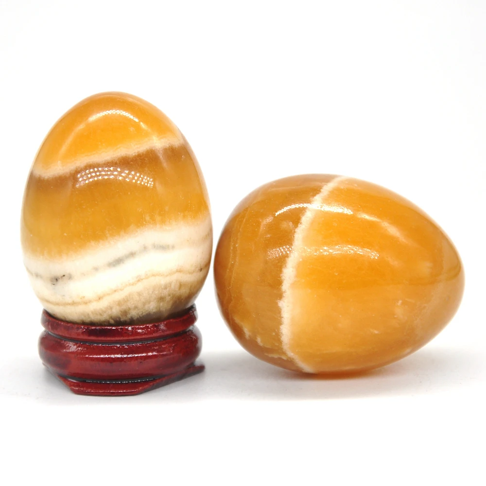 

34x44mm Orange Gypnsum Selenite Satin Spar Egg Shaped Stone Healing Natural Crystal Massage Minerale Gemstone Collection