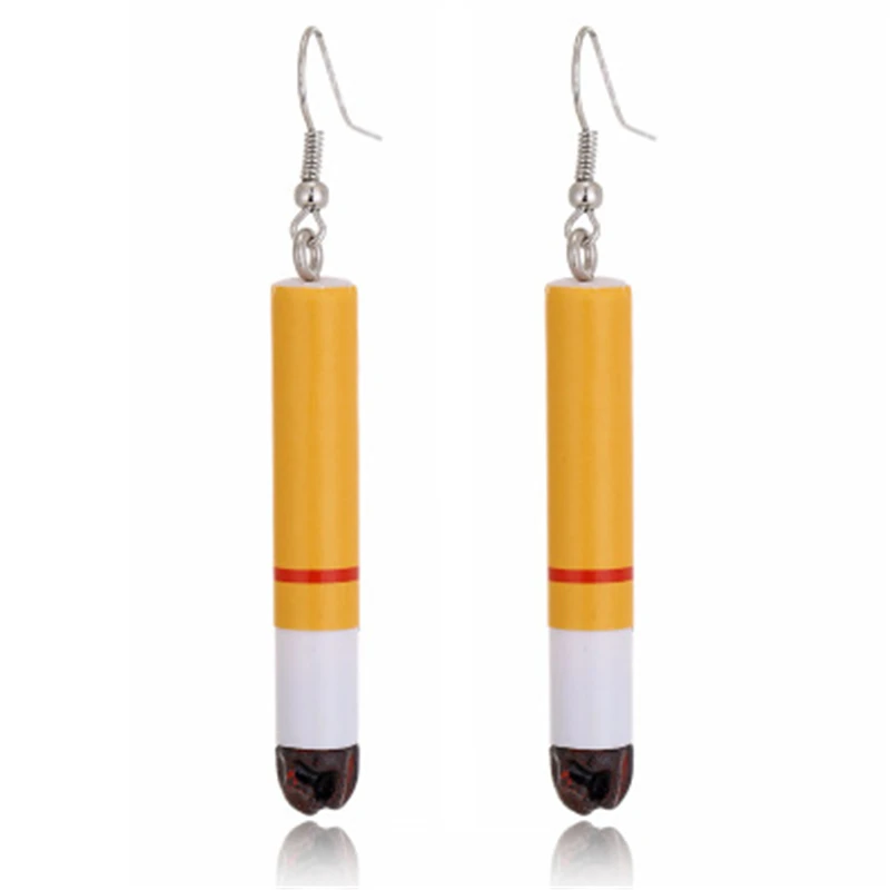 Lit Cigarette Butts Drop Earrings Funny Personality Lifelike Creative Harajuku Acrylic Female Brincos Jewelry For Women Girls