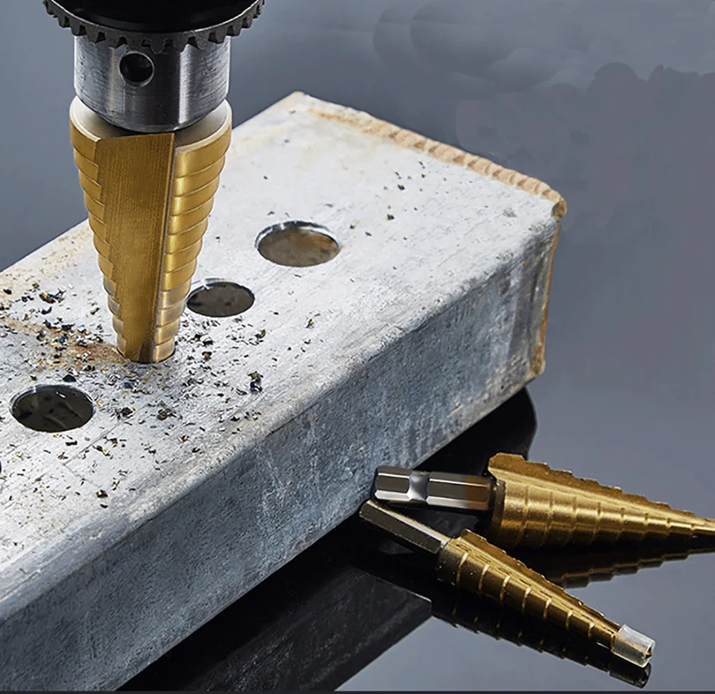 Hss Ladder Boren High Speed Stalen Rechte Groove Titanium Gecoate Metalen Hout Boren Tool 3-12Mm 4-12Mm 4-20Mm 4-32Mm