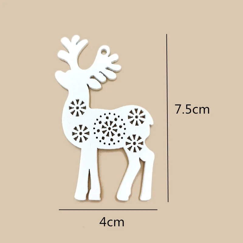 10pcs Wooden Deer for Crafts,Wood Ornaments Heart Tags with Holes,Rustic Wedding Decorations for Thanksgiving Christmas