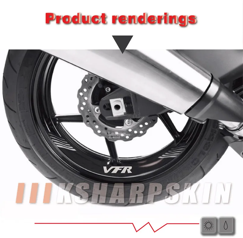 New tire Motorcycle sticker color inner wheel rim personality reflective decorative decals for Honda VFR 800 1200f 400