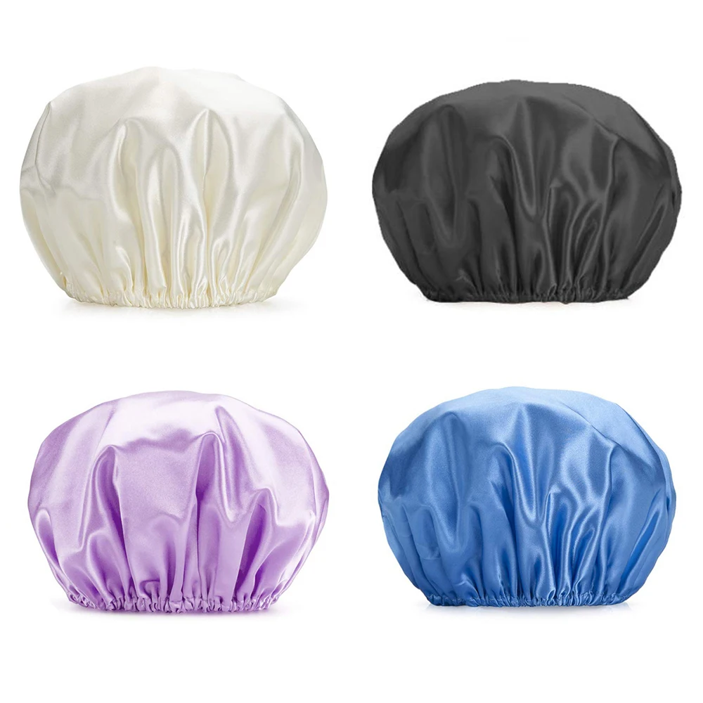 2024 new Home shower cap Double-layer Waterproof Shower Cap Solid Color Reusable EVA Shower Cap For Women