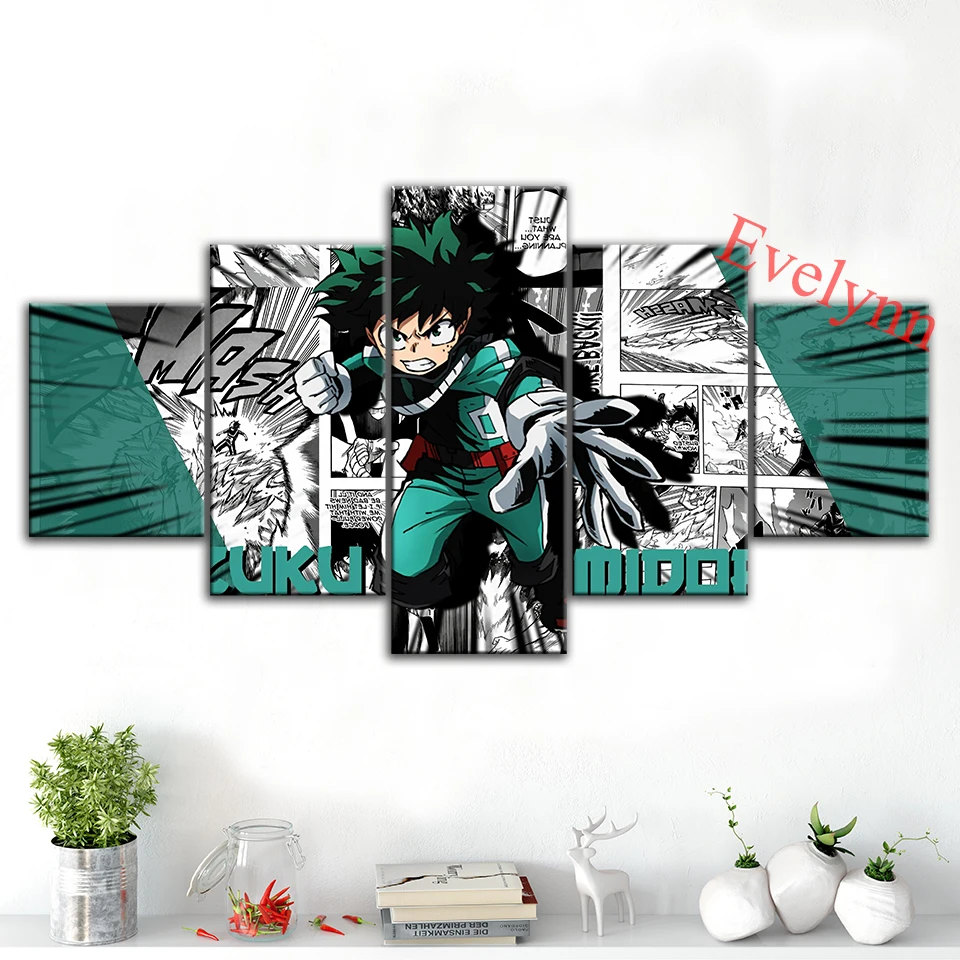 

Anime Poster My Hero Academia 5 Pieces Modern Canvas Frame izuku Wall Art Print Modular Pictures For Living Room Decor Painting